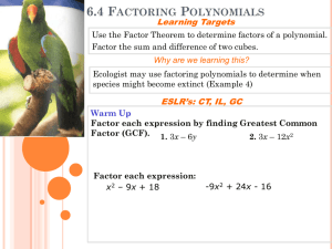 6.4 Factoring Polynomials - ASB Bangna