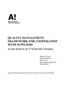 Quality Management Framework to the case company