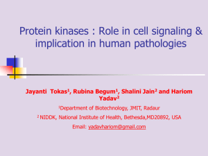 Protein kinases : Role in cell signaling & implication in human