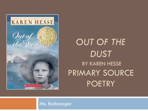Out of the Dust by Karen Hesse Primary source poetry