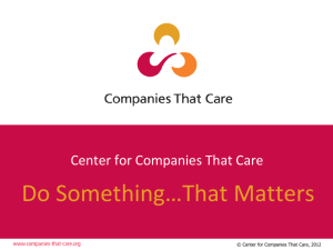 Tony Varco's CTC presentation - Center for Companies That Care