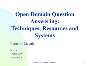Question Answering at TREC-10 - Linguistic Modelling Department