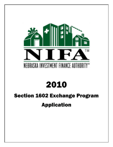 Section 1602 application - Nebraska Investment Finance Authority