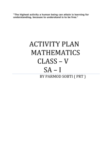 Activity Plan Class v Maths