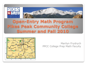 Math Open Entry Program Pikes Peak Community