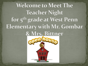 Welcome to Open House for 5th grade at West Penn Elementary