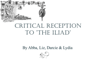 Critical reception to *The Iliad