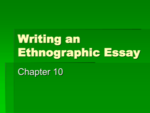 Chapter 10- Writing an Ethnographic Essay