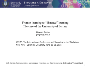 From e-learning to *distance* learning. The case of the University of
