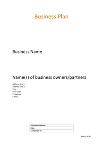 Business Plan – Blank Template (Microsoft Word