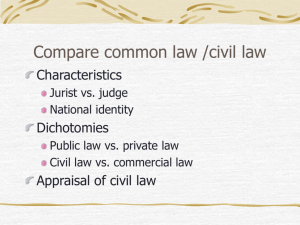 Compare common law /civil law