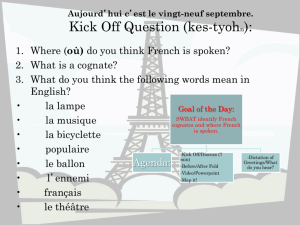 FRENCH Kick Offs and Lesson Plans
