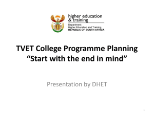 Aligning TVET College and SETA planning thru* the establishment