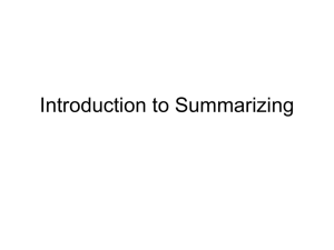 Introduction to Summarizing