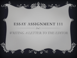 Essay Assignment 3 presentation