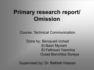 Primary research report