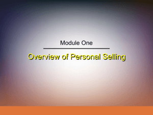 Overview of Personal Selling