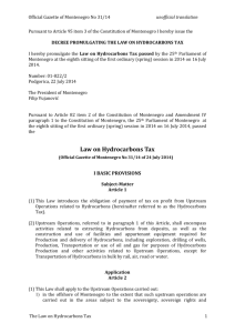 Law on Hydrocarbons Tax - Oil and gas Montenegro
