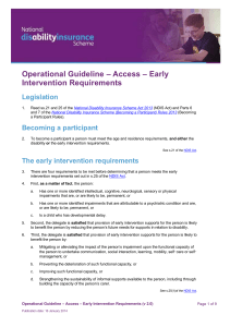 Access - Early Intervention Requirements