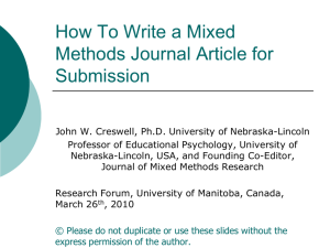 How To Write a Mixed Methods Journal Article for Submission