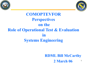 COMOPTEVFOR Perspectives on the Role of Operational Test