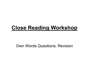 Close Reading Workshop