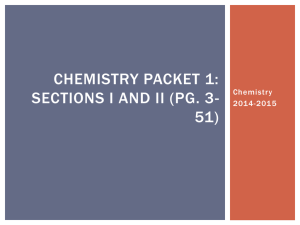 Chemistry Packet 1: Sections I and II (pg. 3-51)