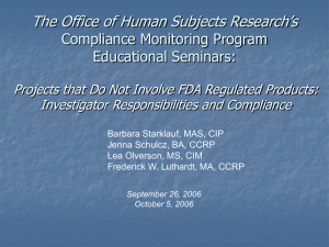The Office of Human Subjects Research's Compliance Monitoring