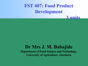 FST 407 Lecture Note - The Federal University of Agriculture