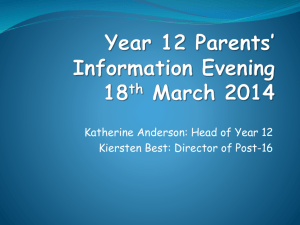 Year 12 Parents* Information 16 March 2011