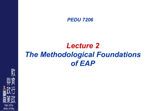 Methodological & Epistemological Foundations of EAP