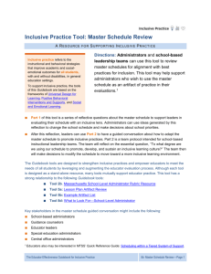 Inclusive Practice Tool: Master Schedule Review