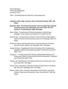 Alexis Obernauer Preliminary Bibliography January 25, 2012 *Note