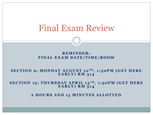 Final Exam Review - Columbia College