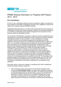 Hertfordshire Business School SIP Report 2013-2015