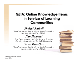 QSIA: Online Knowledge Items In Service of Learning Communities