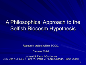 2. A Philosophical Approach to the Selfish Biocosm Hypothesis