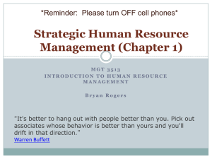 Strategic Human Resource Management (Chapter 1)