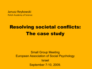Reykowski, Resolving Societal Conflicts