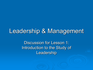 Introduction to the Study of Leadership
