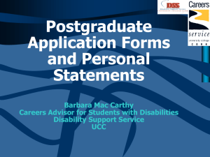 Post Graduate Applications and Personal Statements