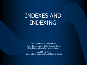 Indexes and Indexing - PLAI-Bicol Region Librarians Council