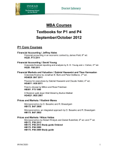 MBA Courses Textbooks for P1 and P4 September/October