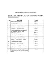 Schedule for Submission of Accounts for the Quarter Ending on
