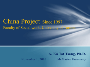 China Project Faculty of Social work, University of Toronto