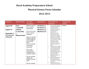 2012-2013 Physical science focus calendar