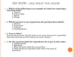 Reading food labels