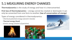 TOPIC 5: Energetics and Thermodynamics