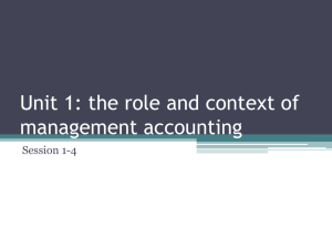 Planing and control and the role of management accounting