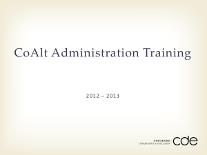 CoAlt Training PowerPoint - Colorado Department of Education
